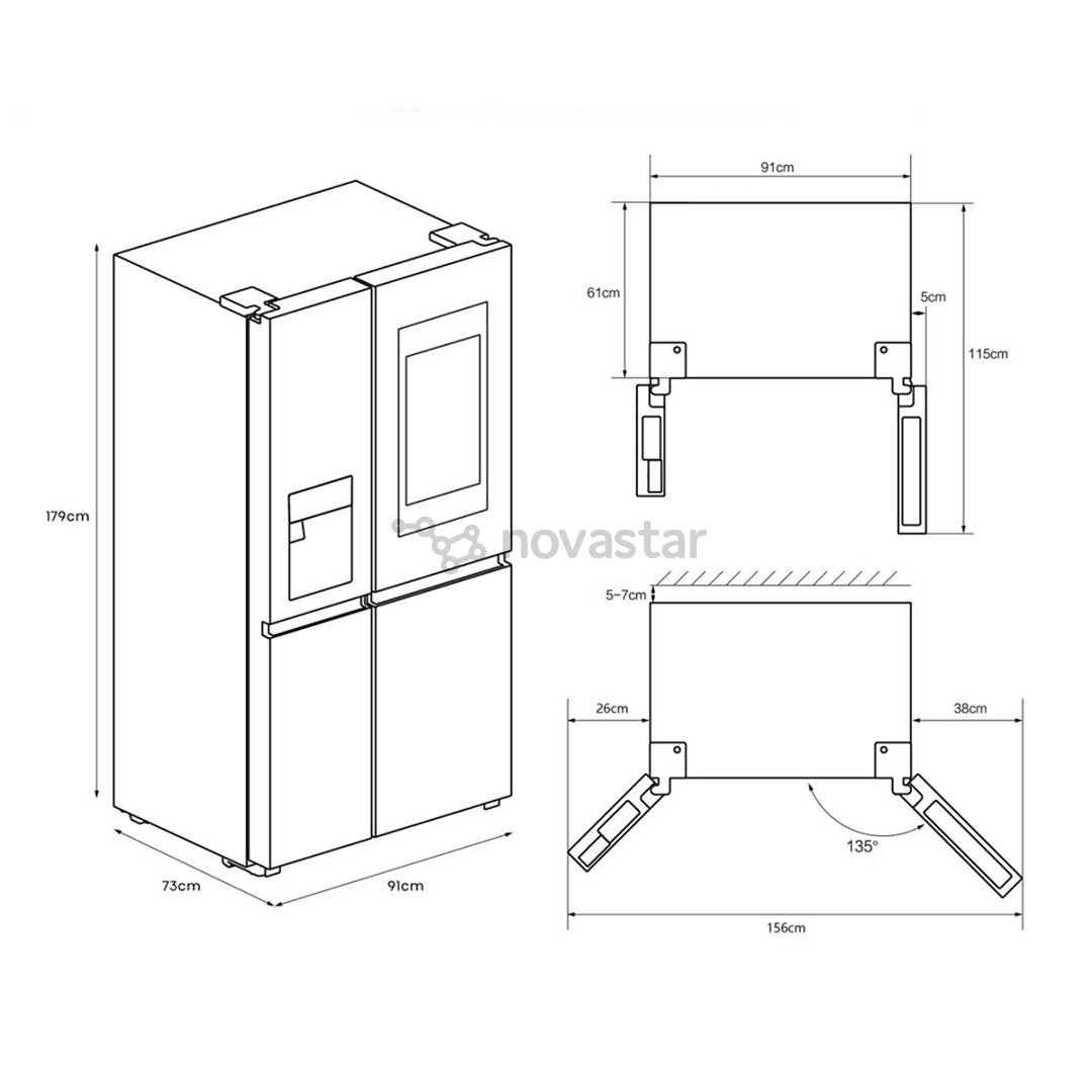 Hisense, NoFrost, 614 L, aukštis 179 cm, juodas - SBS Šaldytuvas