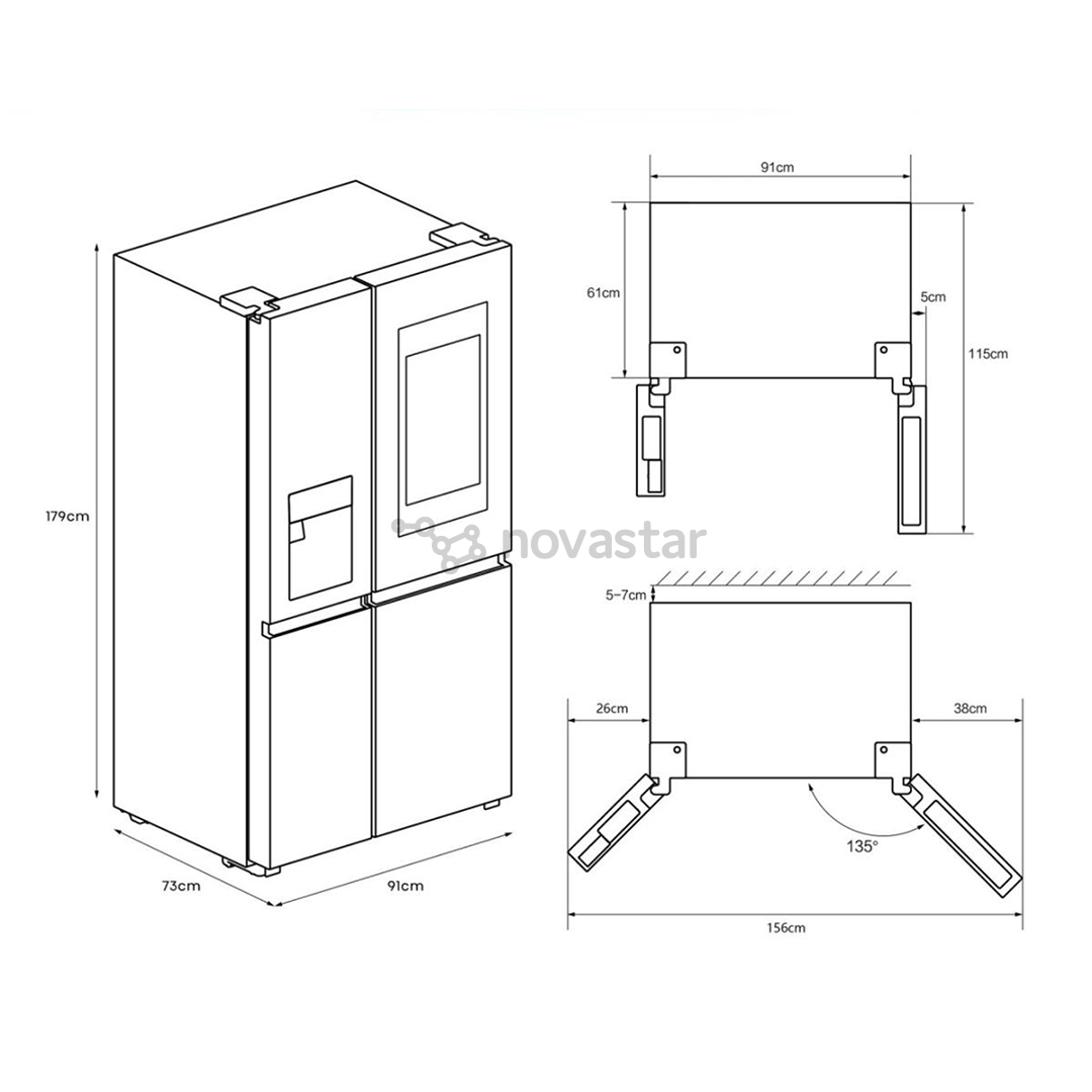 Hisense, NoFrost, 614 L, aukštis 179 cm, juodas - SBS Šaldytuvas