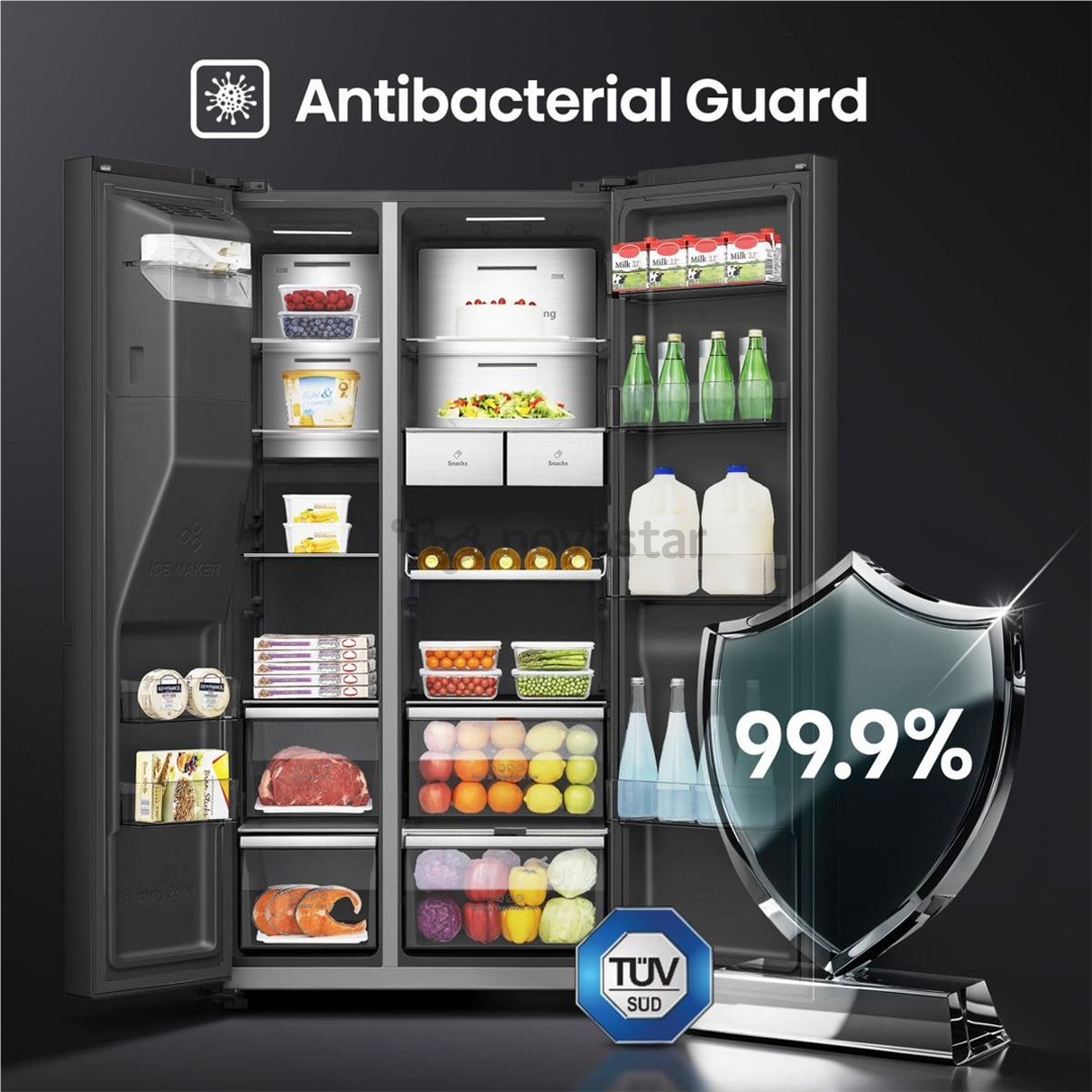 Hisense, NoFrost, 614 L, aukštis 179 cm, juodas - SBS Šaldytuvas