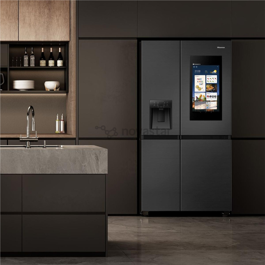 Hisense, NoFrost, 614 L, aukštis 179 cm, juodas - SBS Šaldytuvas