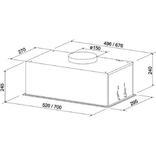 ELEYUS SLA L 16 200 52 BL, 649 м³/ч, ширина 52 см, черный - Интегрируемая вытяжка