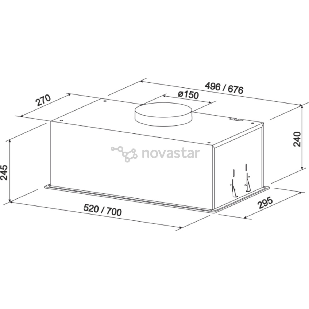 ELEYUS SLA L 16 200 52 BL, 649 м³/ч, ширина 52 см, черный - Интегрируемая вытяжка