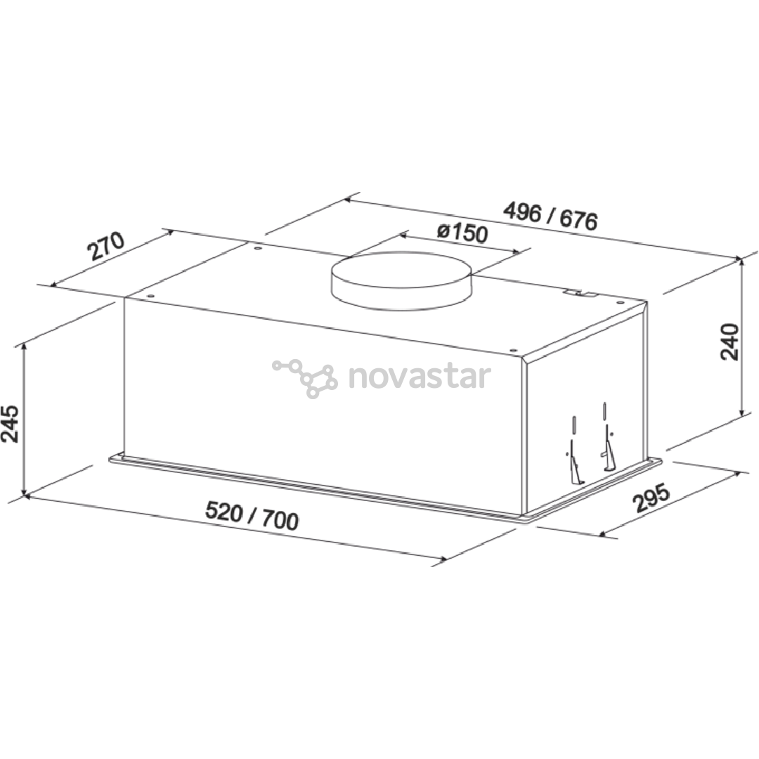 ELEYUS SLA L 16 200 52 BL, 649 м³/ч, ширина 52 см, черный - Интегрируемая вытяжка
