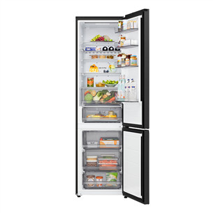 LG, NoFrost, 375 L, aukštis 203 cm, juodo nerūdijančio plieno - Šaldytuvas