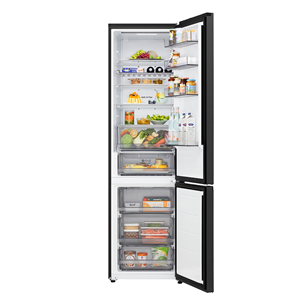 LG, NoFrost, 375 L, aukštis 203 cm, juodo nerūdijančio plieno - Šaldytuvas