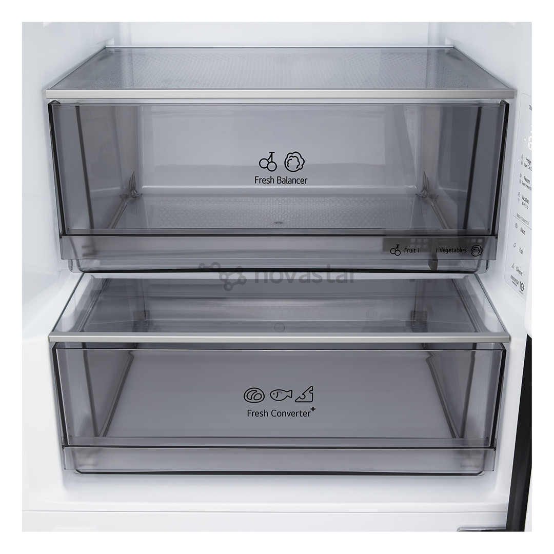 LG, NoFrost, 375 L, aukštis 203 cm, juodo nerūdijančio plieno - Šaldytuvas