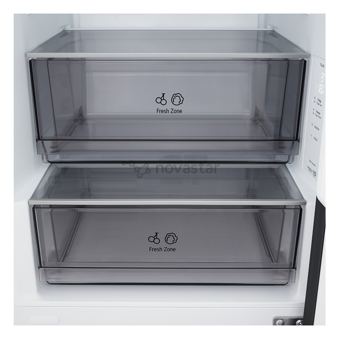 LG, Total No Frost, 333 L, aukštis 186 cm, matinis juodas - Šaldytuvas