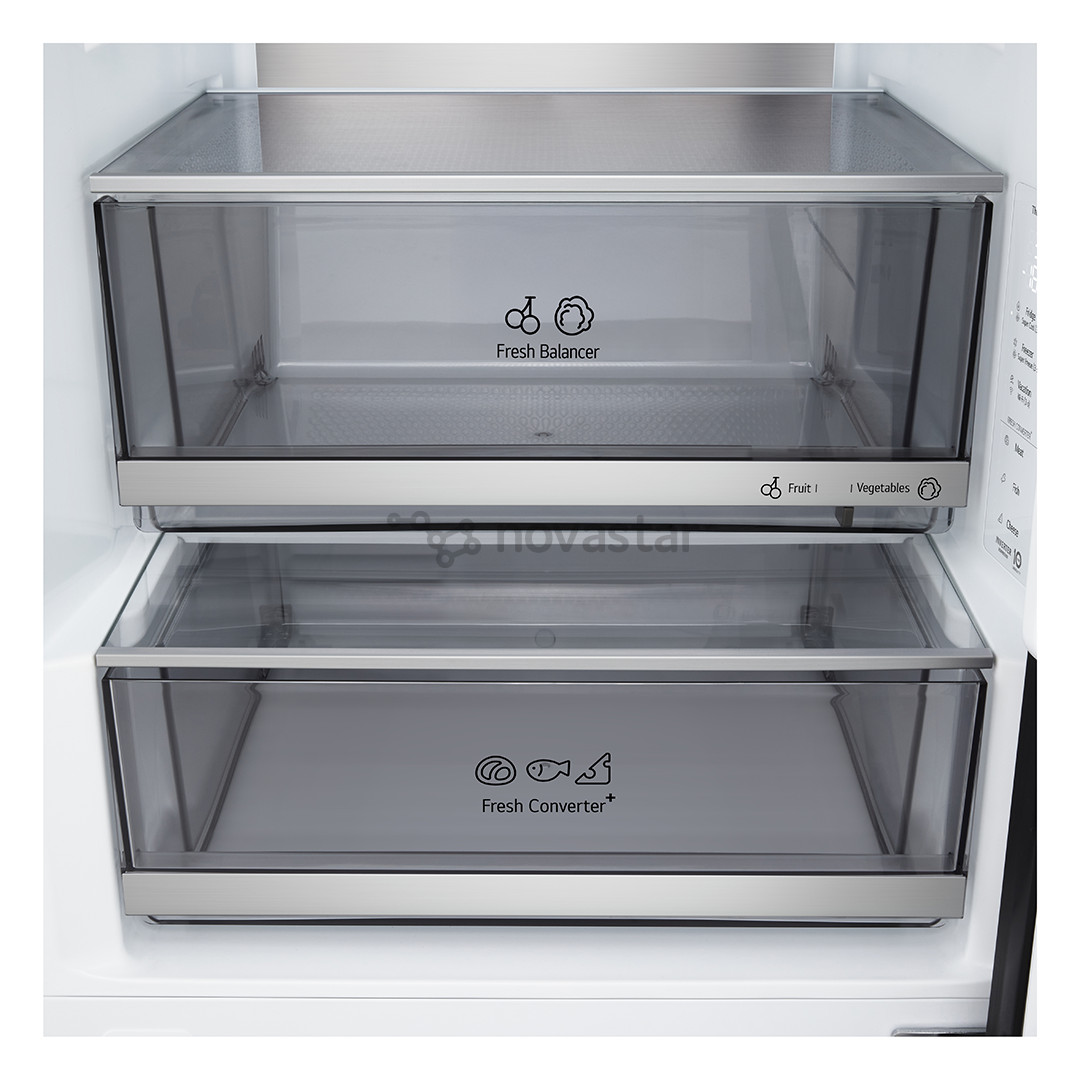 LG, Total No Frost, 375 L, aukštis 203 cm, juodo nerūdijančio plieno - Šaldytuvas