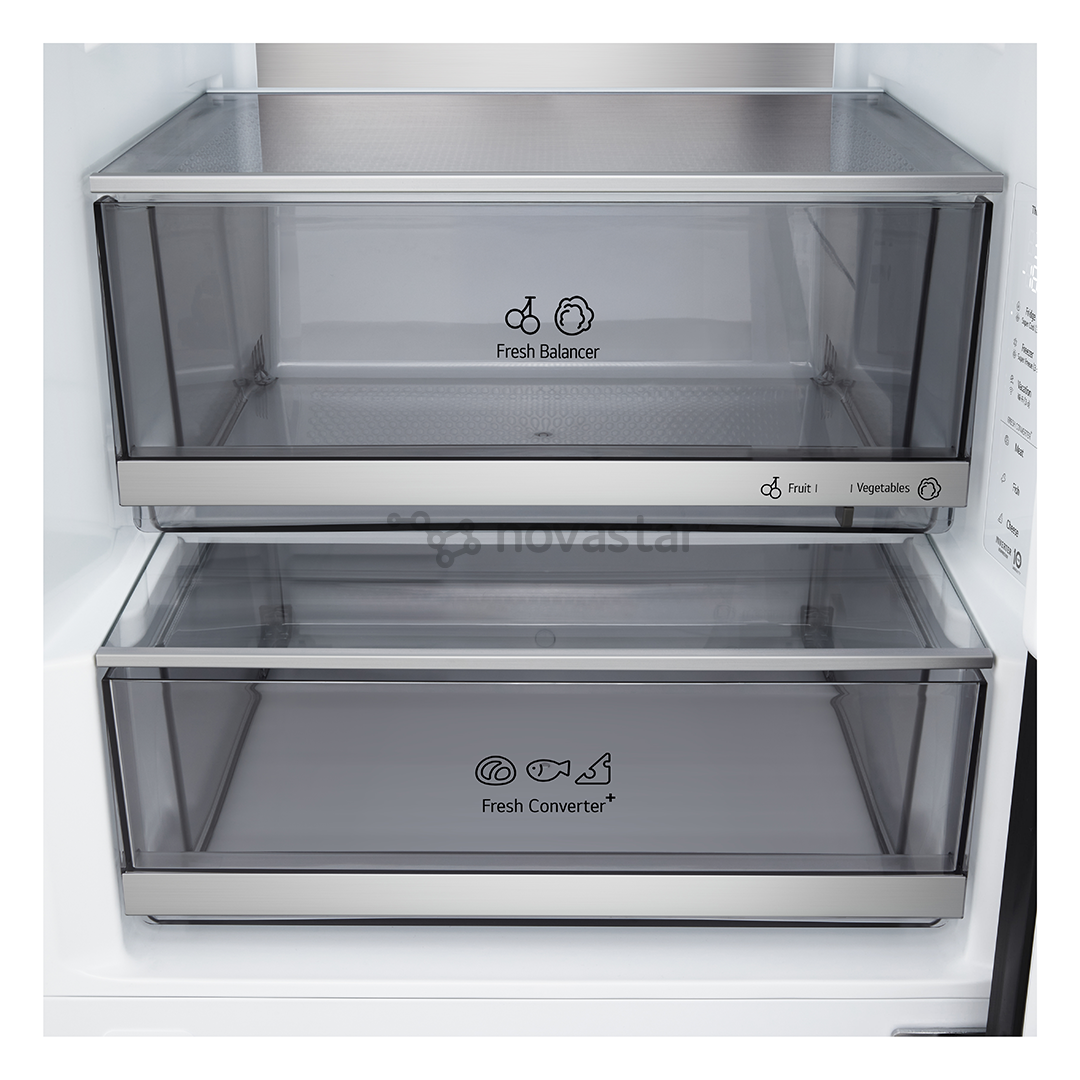 LG, Total No Frost, 375 L, aukštis 203 cm, juodo nerūdijančio plieno - Šaldytuvas