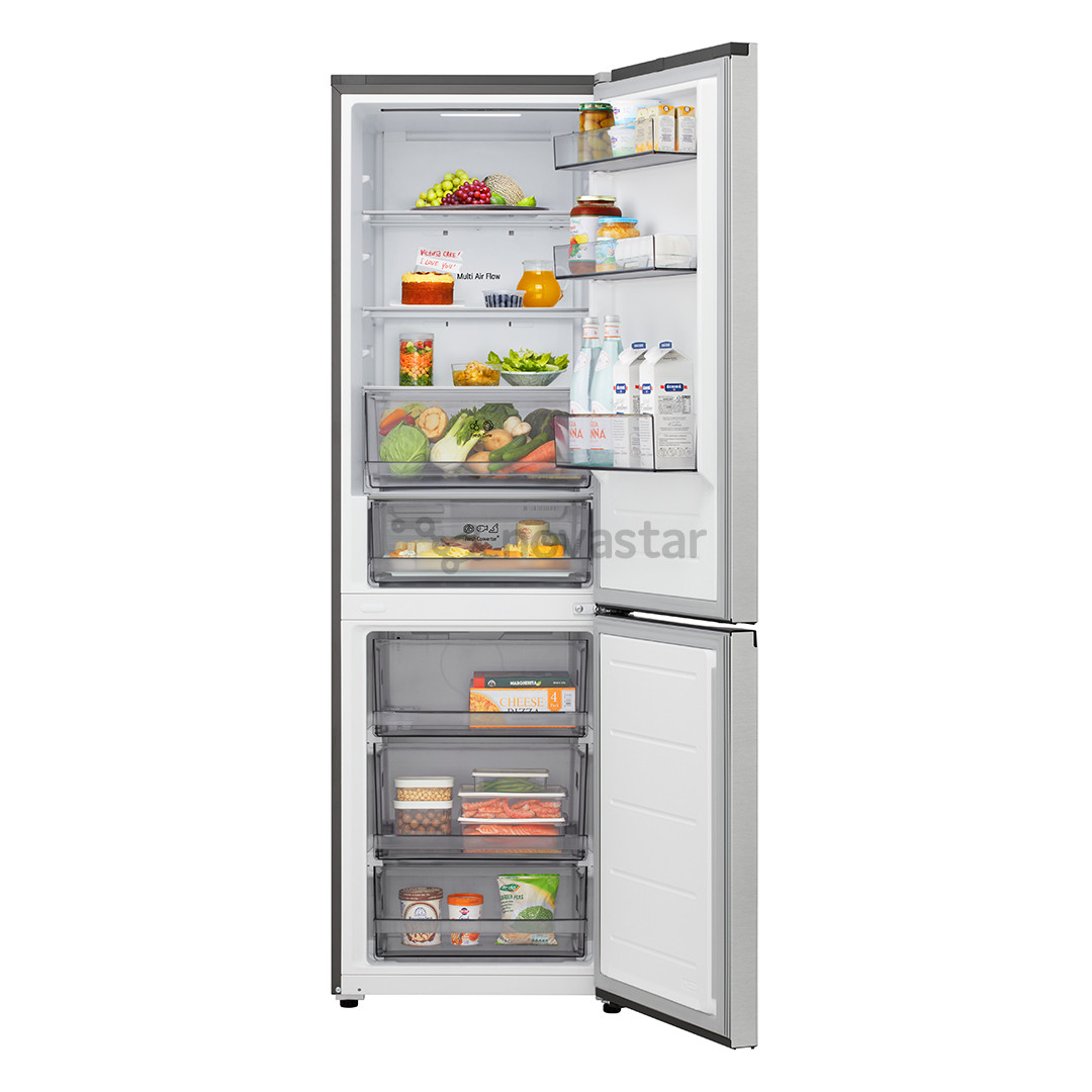 LG, Total No Frost, 333 L, height 186 cm, silver - Refrigerator