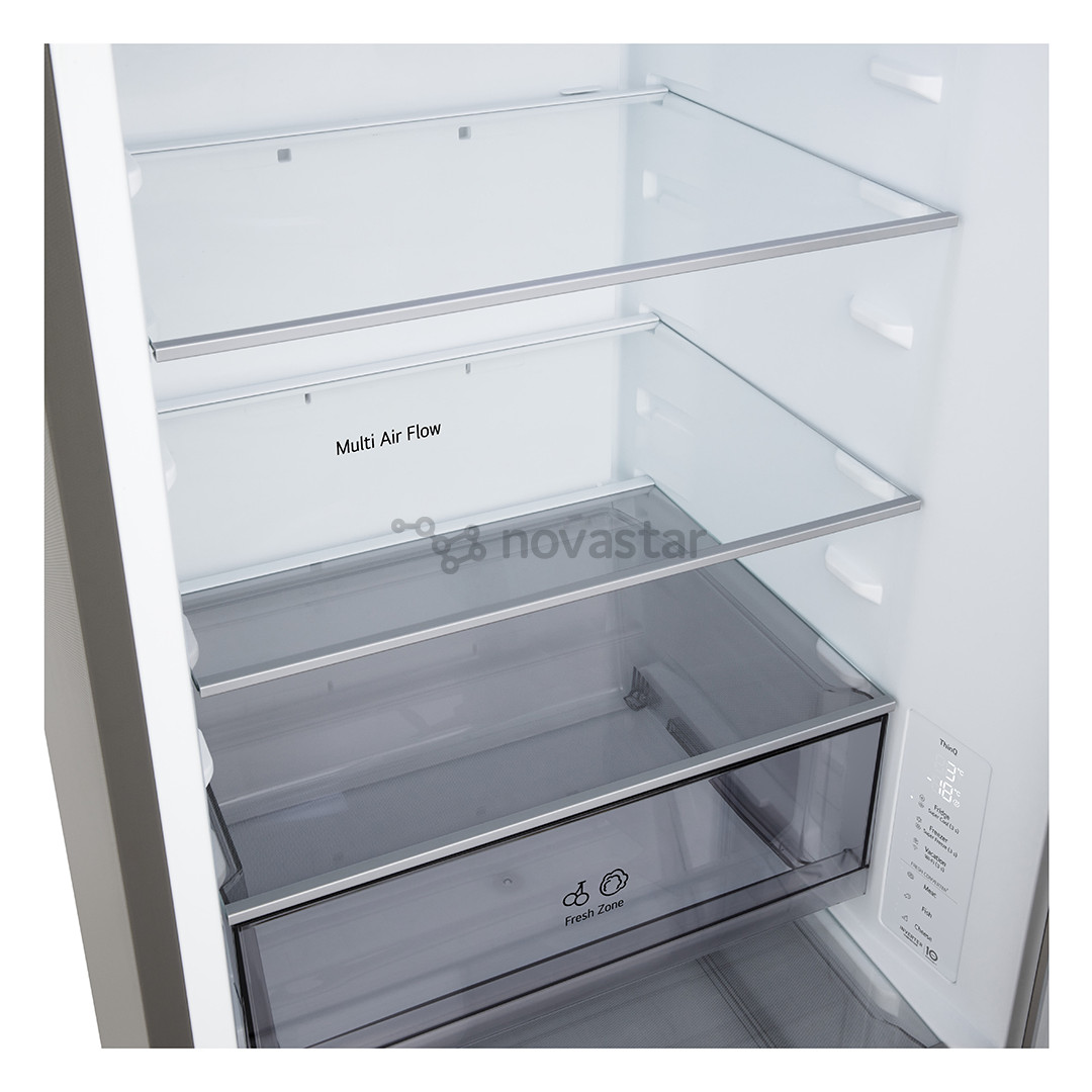 LG, Total No Frost, 333 L, height 186 cm, silver - Refrigerator