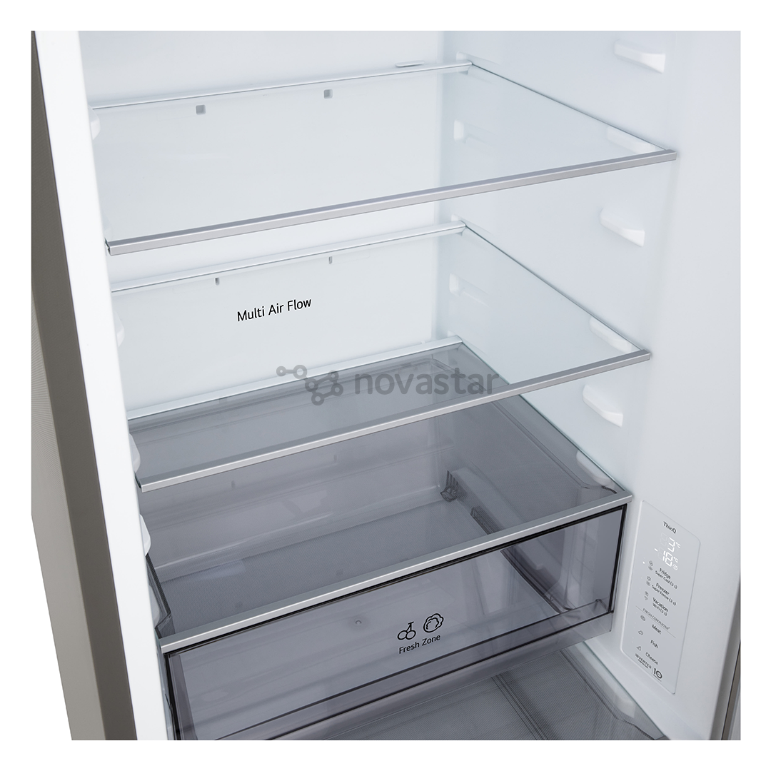 LG, Total No Frost, 333 L, height 186 cm, silver - Refrigerator