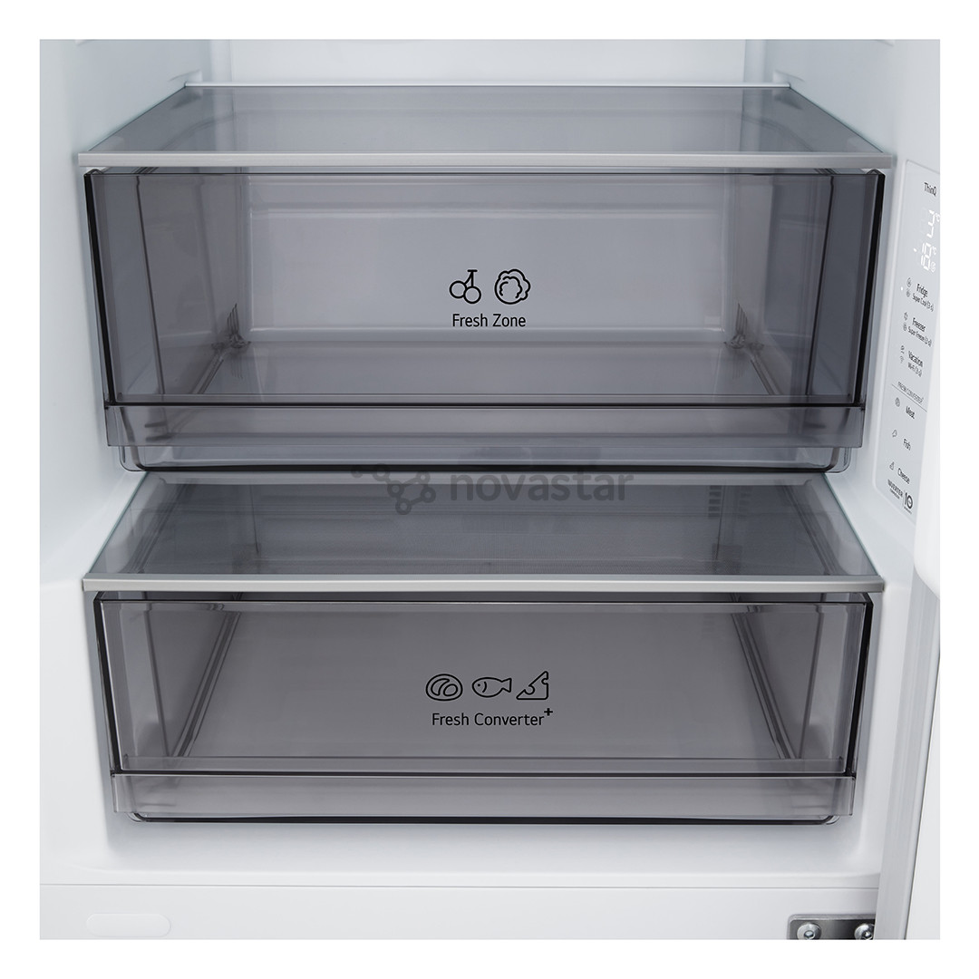 LG, Total No Frost, 333 L, height 186 cm, silver - Refrigerator