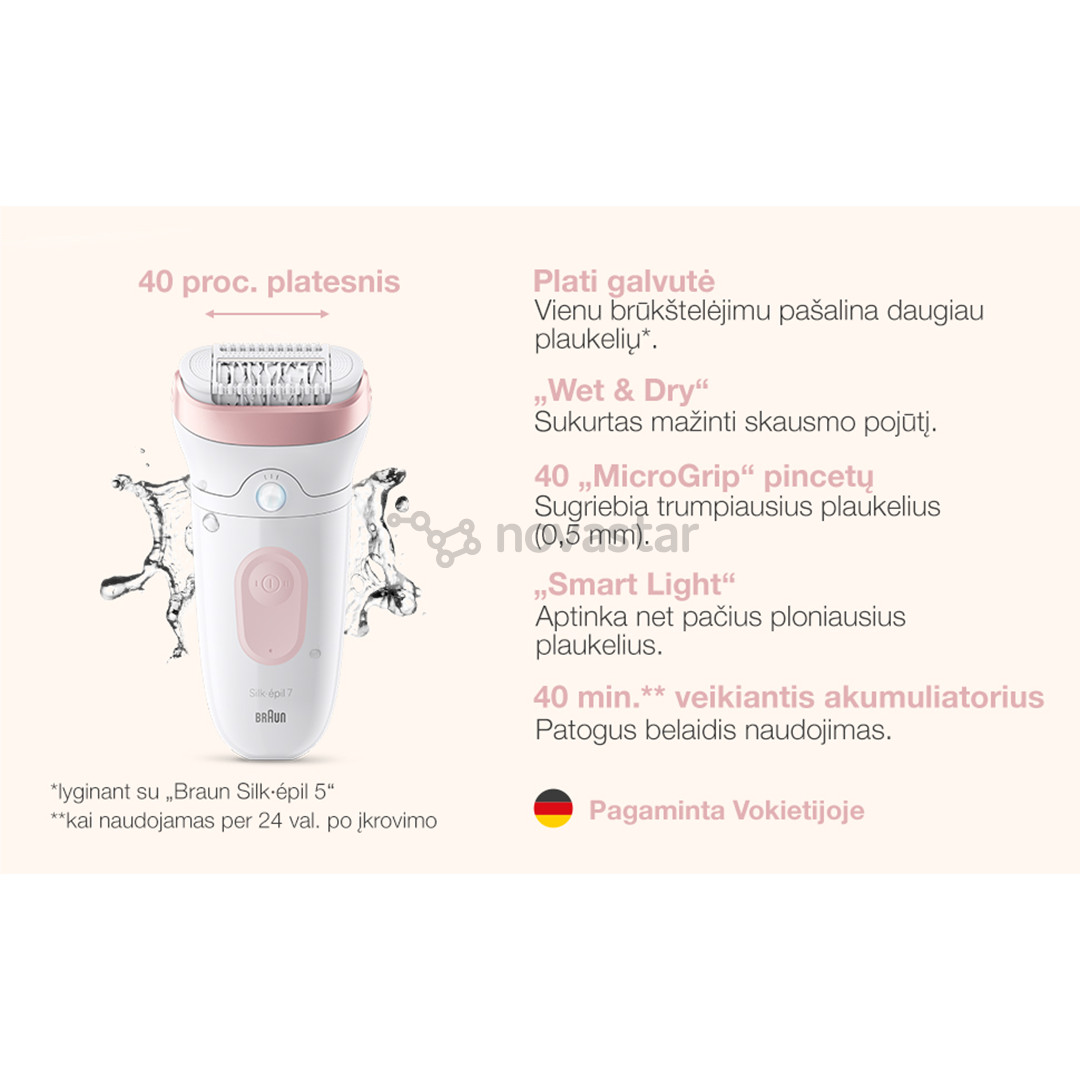 Braun Silk epil 7, baltas/rožinis - Epiliatorius