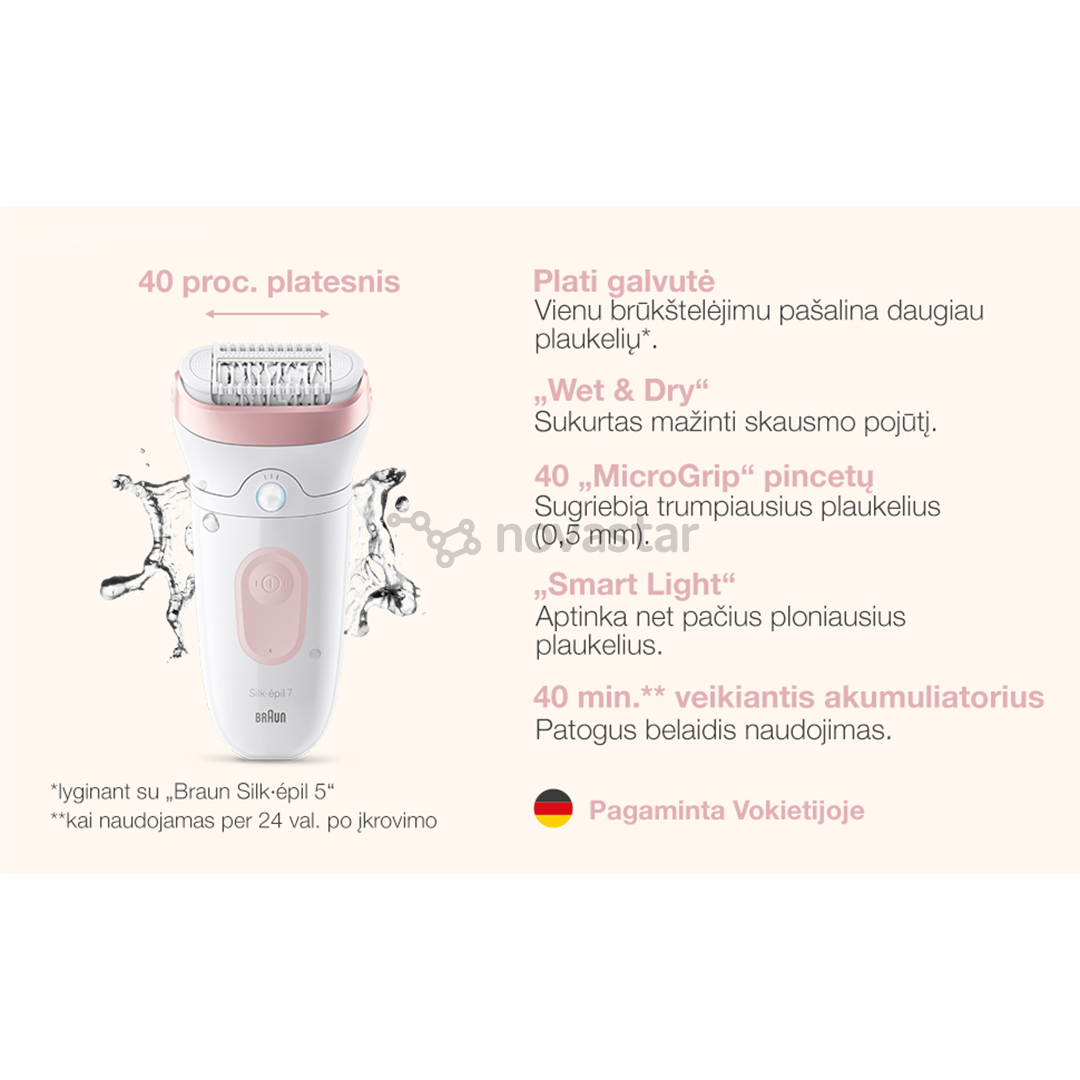 Braun Silk epil 7, baltas/rožinis - Epiliatorius