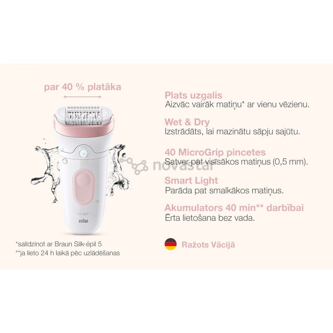 Braun Silk epil 7, baltas/rožinis - Epiliatorius