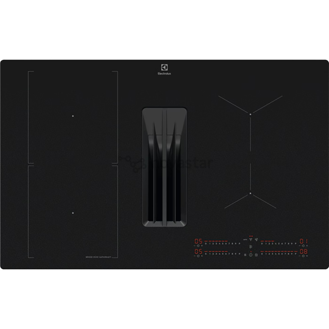 Electrolux 600 Series, plotis 80 cm, juoda - Įmontuojama indukcinė kaitlentė su gartraukiu