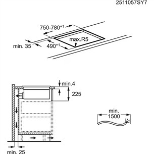 Electrolux 600 Series, plotis 80 cm, juoda - Įmontuojama indukcinė kaitlentė su gartraukiu