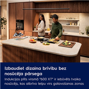 Electrolux 600 Series, plotis 80 cm, juoda - Įmontuojama indukcinė kaitlentė su gartraukiu