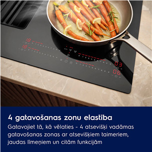 Electrolux 600 Series, plotis 80 cm, juoda - Įmontuojama indukcinė kaitlentė su gartraukiu