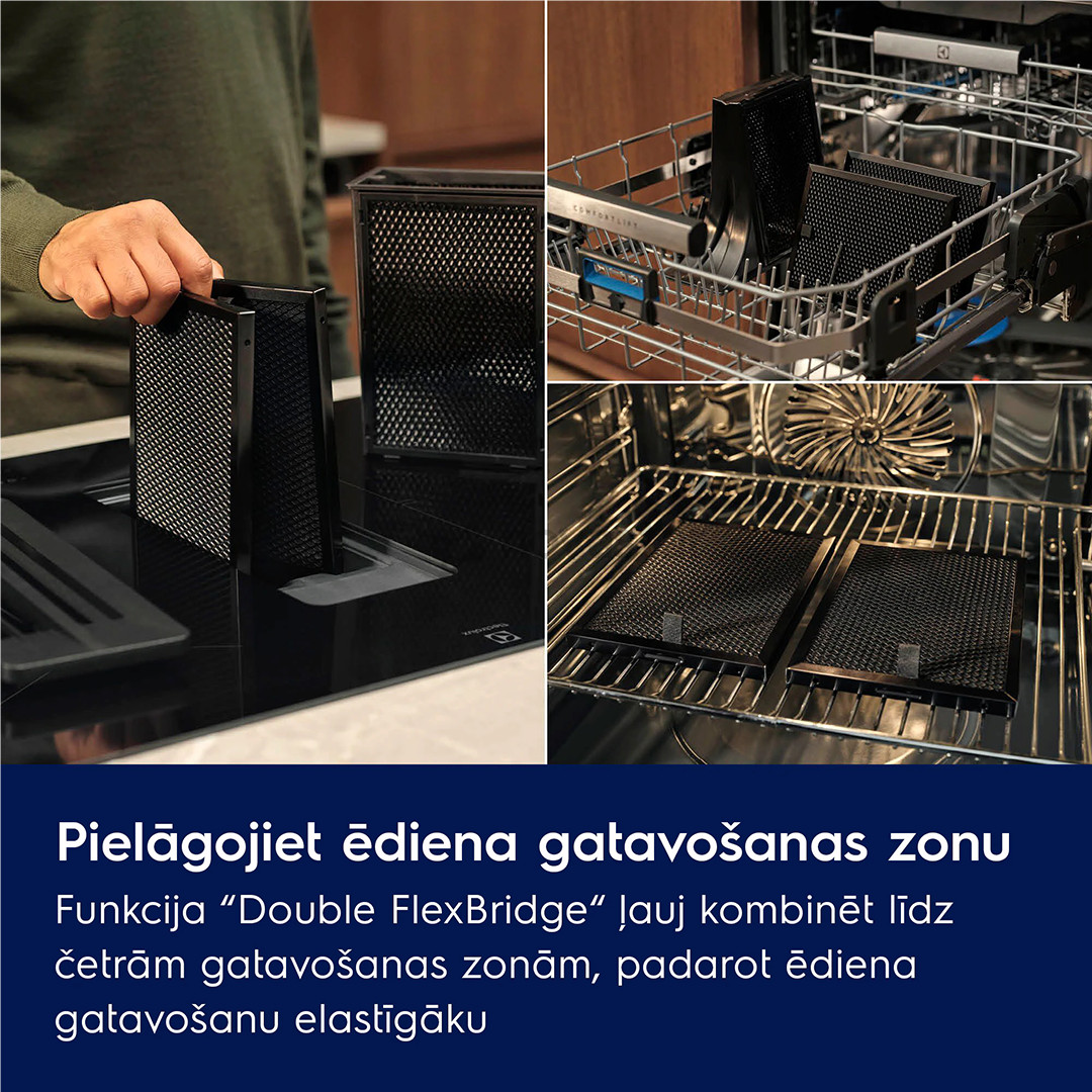 Electrolux 600 Series, plotis 80 cm, juoda - Įmontuojama indukcinė kaitlentė su gartraukiu