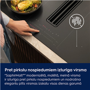 Electrolux 600 Series, plotis 80 cm, juoda - Įmontuojama indukcinė kaitlentė su gartraukiu