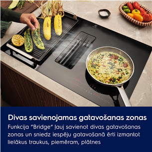 Electrolux 600 Series, plotis 80 cm, juoda - Įmontuojama indukcinė kaitlentė su gartraukiu