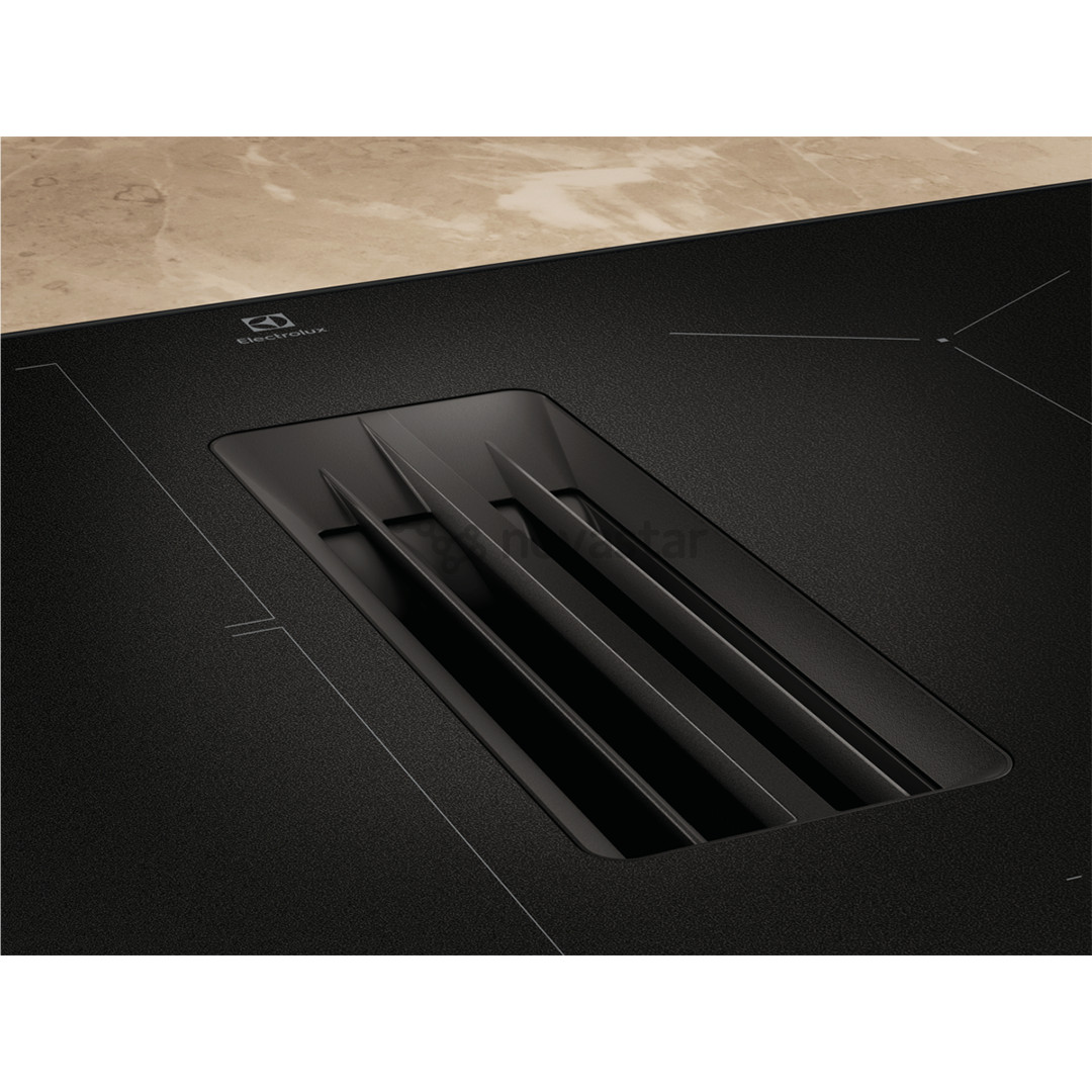 Electrolux 600 Series, plotis 80 cm, juoda - Įmontuojama indukcinė kaitlentė su gartraukiu