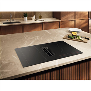 Electrolux 600 Series, plotis 80 cm, juoda - Įmontuojama indukcinė kaitlentė su gartraukiu