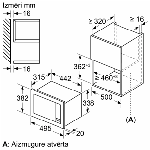 Bosch Series 2, 20 L, 800 W, black - Built-in microwave oven