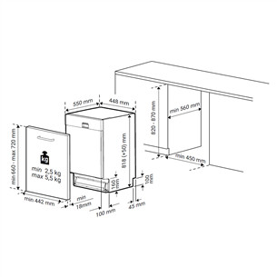 Beko, 10 komplektų talpa, plotis 44,8 cm - Įmontuojama indaplovė