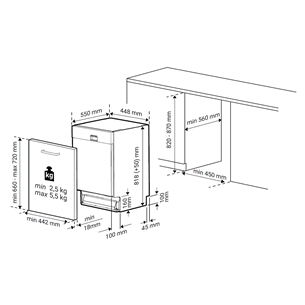 Beko, 10 komplektų talpa, plotis 44,8 cm - Įmontuojama indaplovė