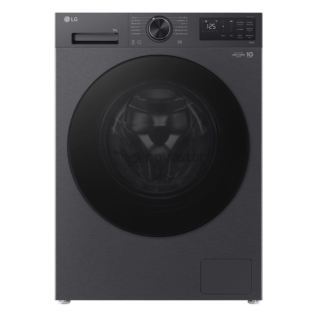 LG, 9 kg, depth 47.5 cm, 1200 rpm, matte black - Front load washing machine