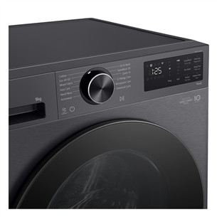LG, 9 kg, depth 47.5 cm, 1200 rpm, matte black - Front load washing machine
