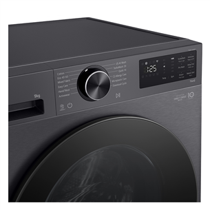 LG, 9 kg, depth 47.5 cm, 1200 rpm, matte black - Front load washing machine