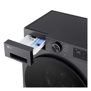 LG, 9 kg, depth 47.5 cm, 1200 rpm, matte black - Front load washing machine