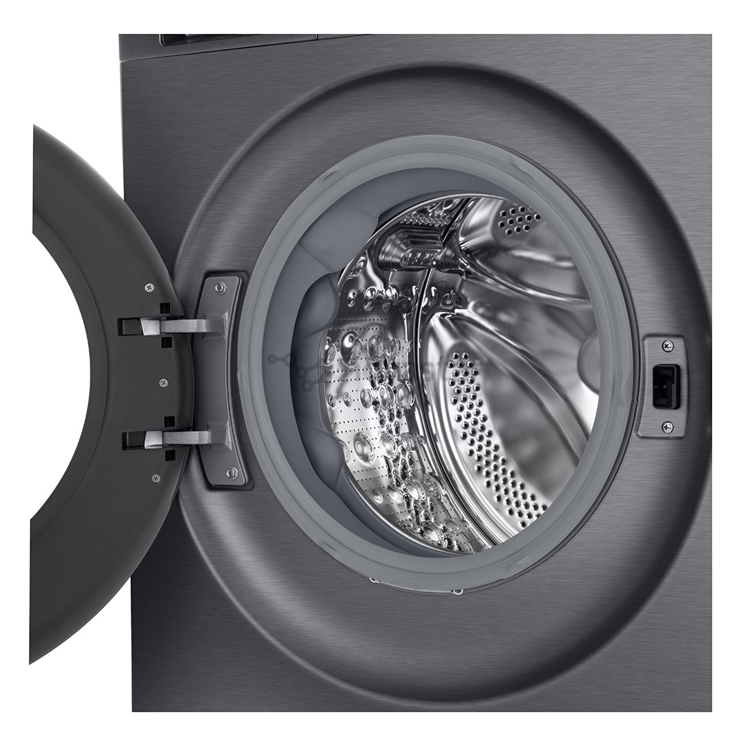 LG, 9 kg, depth 47.5 cm, 1200 rpm, matte black - Front load washing machine