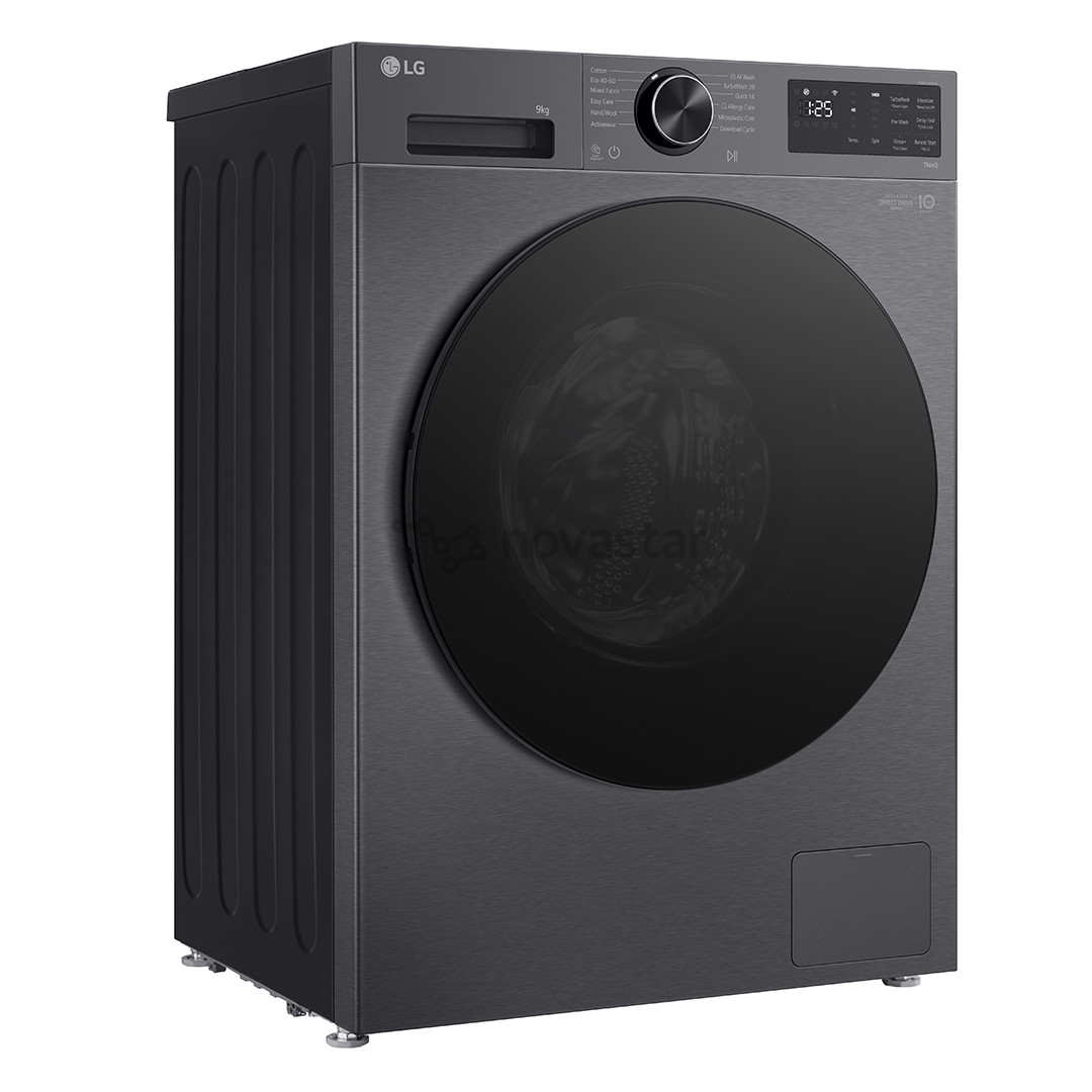 LG, 9 kg, depth 47.5 cm, 1200 rpm, matte black - Front load washing machine