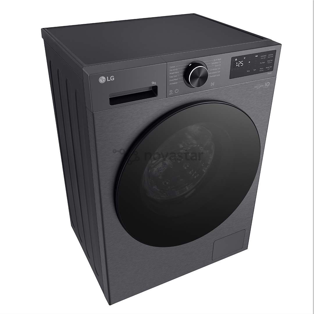 LG, 9 kg, depth 47.5 cm, 1200 rpm, matte black - Front load washing machine