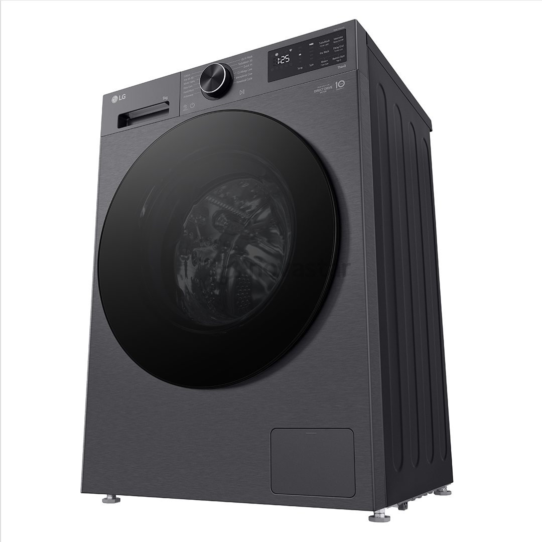 LG, 9 kg, depth 47.5 cm, 1200 rpm, matte black - Front load washing machine