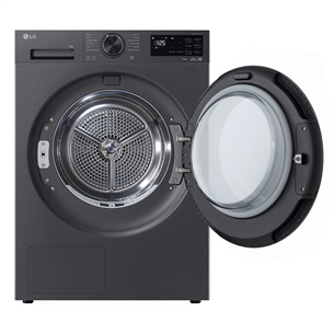 LG, Heat pump, 9 kg, depth 66 cm, matte black - Clothes dryer