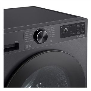 LG, Heat pump, 9 kg, depth 66 cm, matte black - Clothes dryer