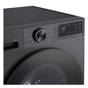 LG, Heat pump, 9 kg, depth 66 cm, matte black - Clothes dryer