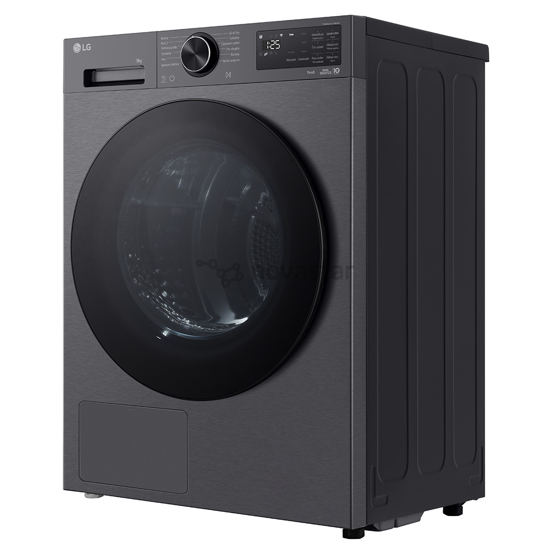 LG, Heat pump, 9 kg, depth 66 cm, matte black - Clothes dryer