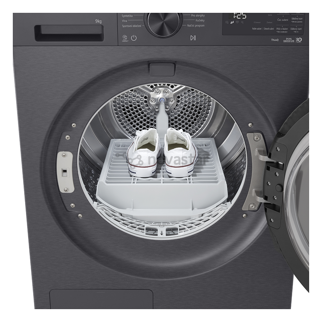 LG, Heat pump, 9 kg, depth 66 cm, matte black - Clothes dryer
