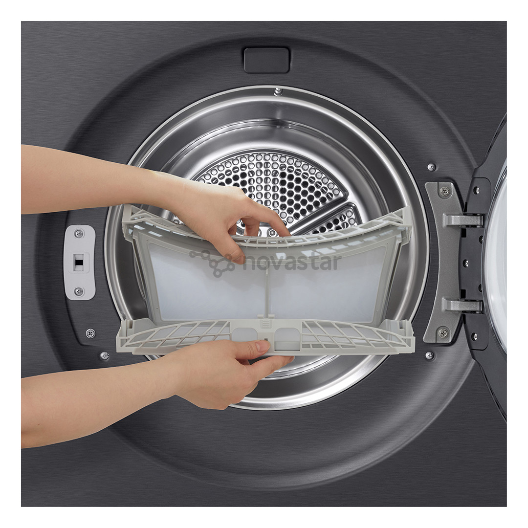 LG, Heat pump, 9 kg, depth 66 cm, matte black - Clothes dryer