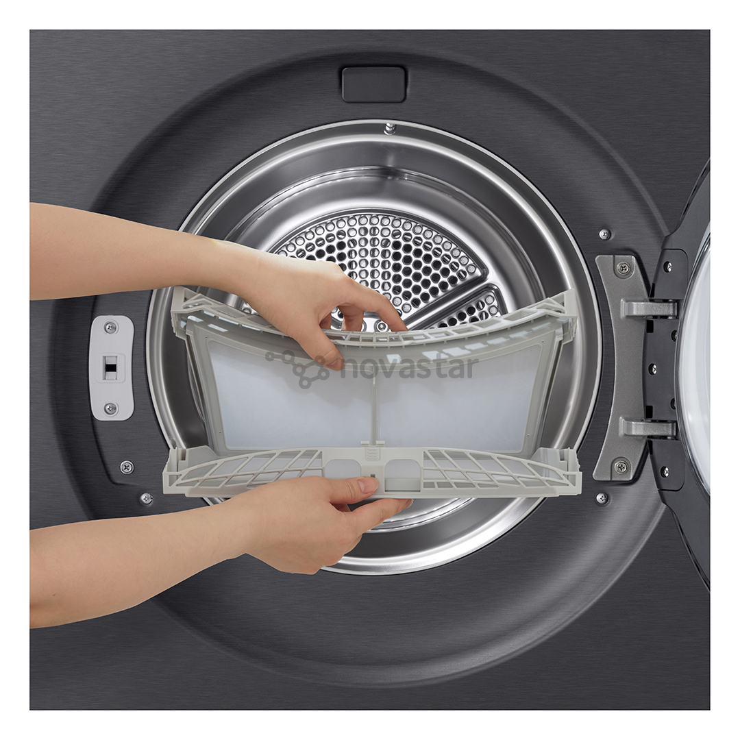 LG, Heat pump, 9 kg, depth 66 cm, matte black - Clothes dryer