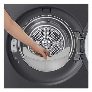 LG, Heat pump, 9 kg, depth 66 cm, matte black - Clothes dryer