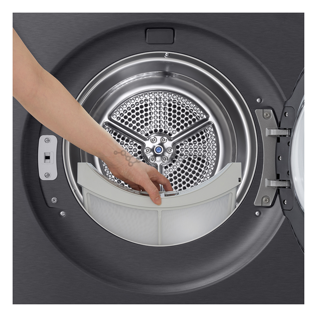 LG, Heat pump, 9 kg, depth 66 cm, matte black - Clothes dryer