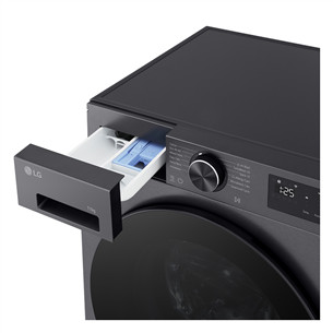 LG, 11 kg, gylis 57 cm, 1400 aps./min., matinė juoda - Skalbimo mašina